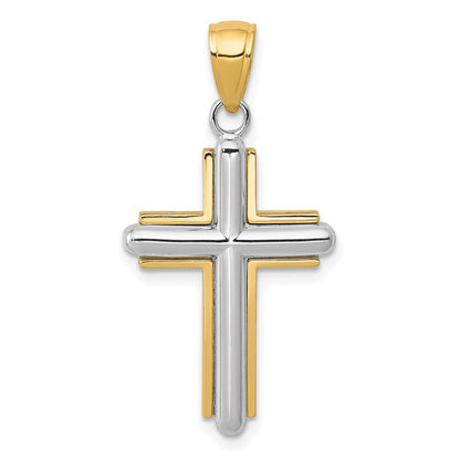 14k Two-tone Gold Cross Pendant for Women