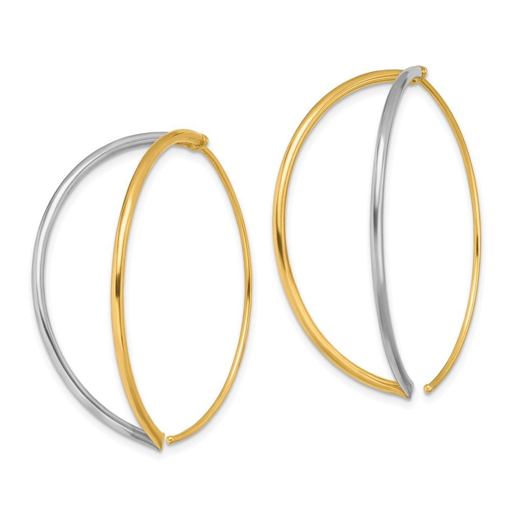 14k Yellow Gold w/Rhodium Large Dangle Threader Earrings
