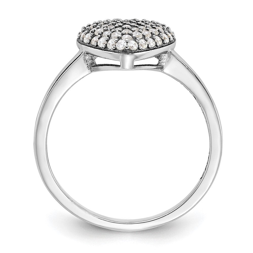 Sterling Silver Rhodium-plated Pave CZ Heart Ring Size 7