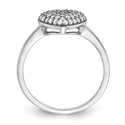 Sterling Silver Rhodium-plated Pave CZ Heart Ring Size 7