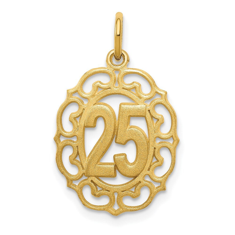 14k Yellow Gold # 25 in Oval Pendant for Women