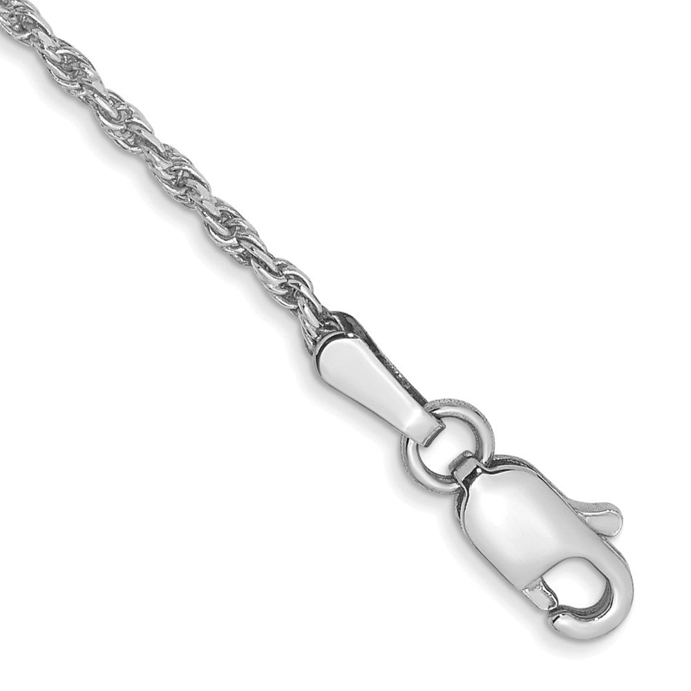 14K White Gold 9" 1.3mm Diamond-cut Machine Made Rope Chain Anklet
