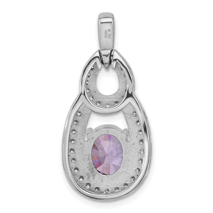 Sterling Silver Rhodium-plated Cubic Zirconia and Purple Zircon Pendant