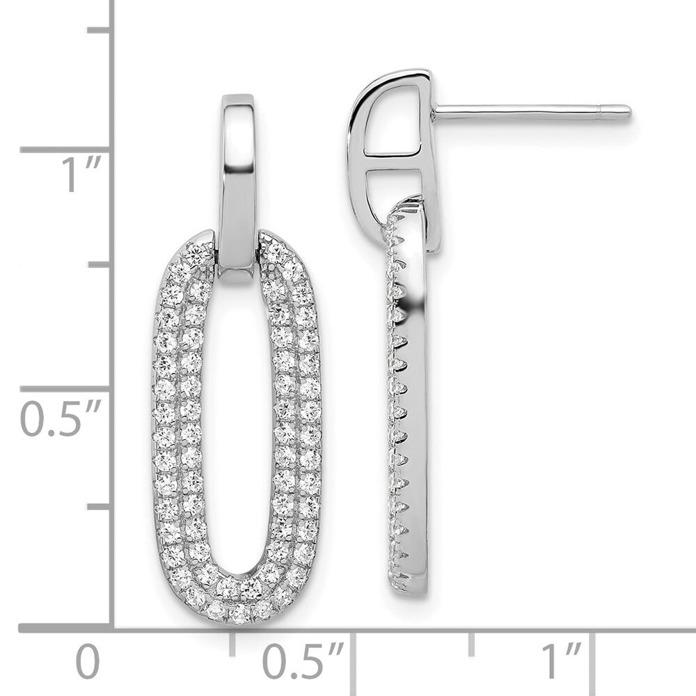 Sterling Silver Rhodium-plated Micro Pave Cubic Zirconia Post Dangle Earrings