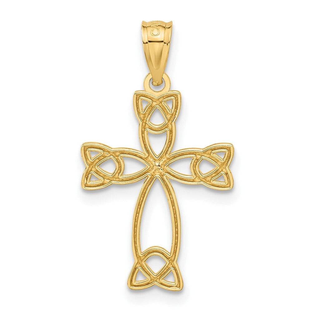14k Yellow Gold Celtic Knot Cross Pendant for Women