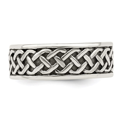 Sterling Silver Weave Design Ring Size 11