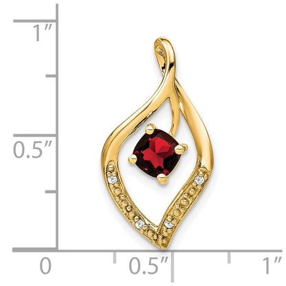 14k Yellow Gold Garnet and Diamond Pendant