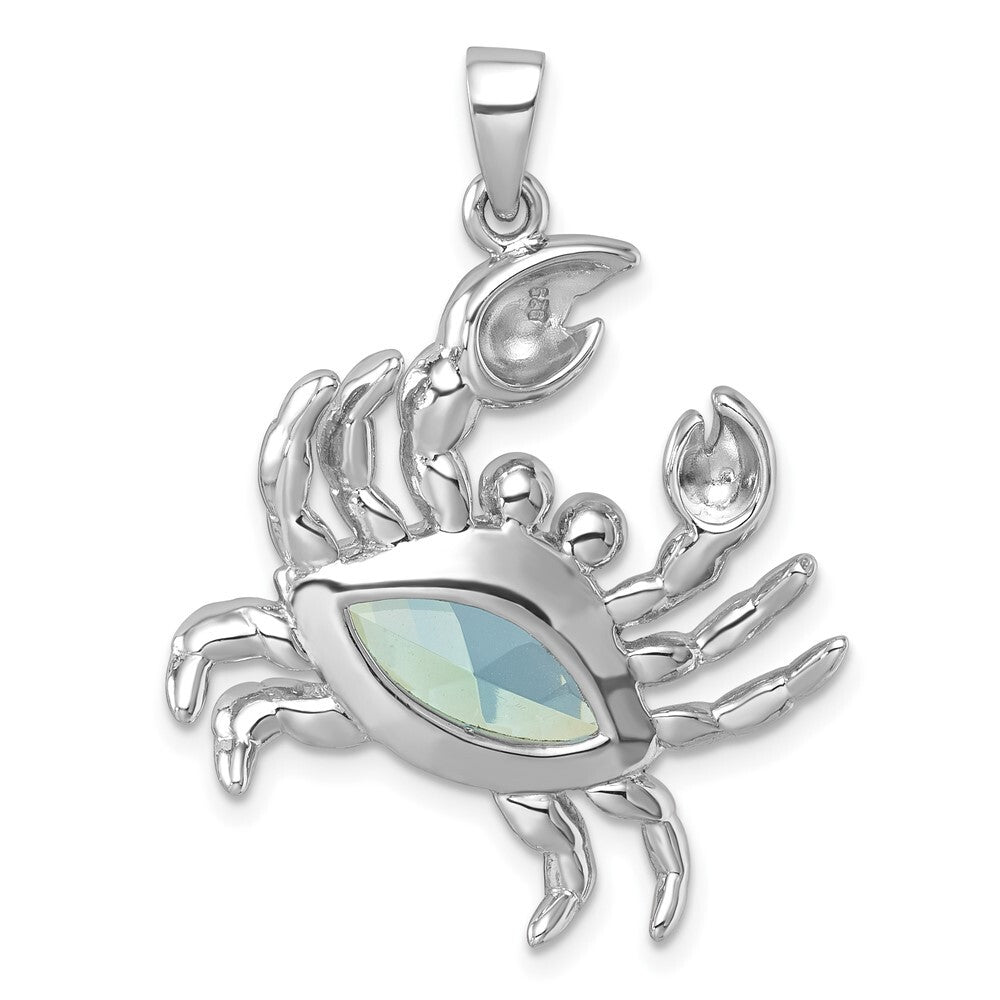 Sterling Silver Rhodium-plated Polished Cubic Zirconia Crab Pendant