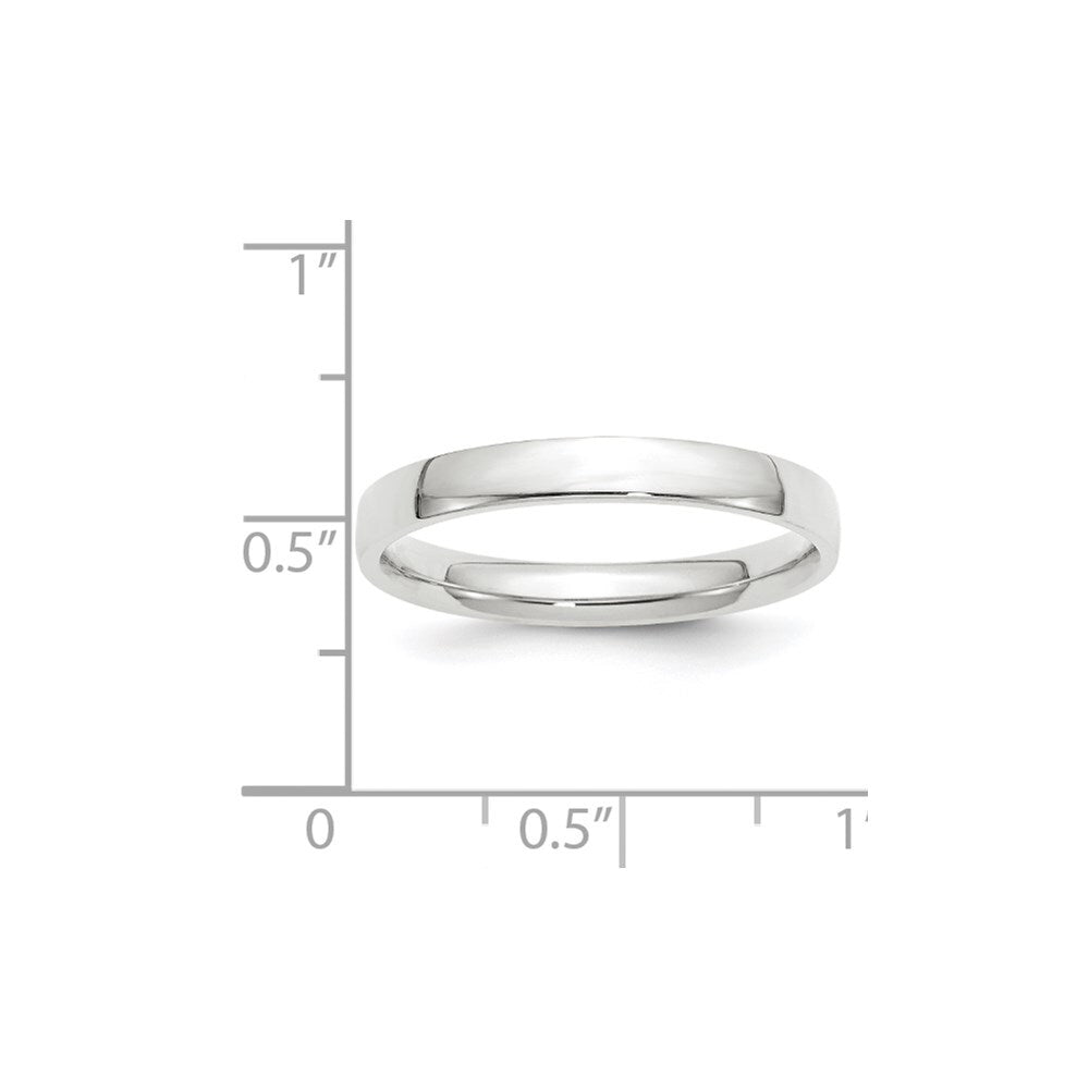 14k White Gold 3mm Lightweight Comfort Fit Wedding Band Size 11