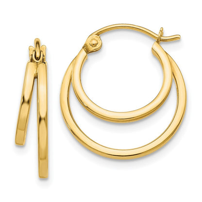 14k Yellow Gold Double Hoop Earrings