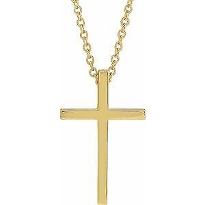 14k Yellow Gold 17.4x11.1 mm Cross Pendant Necklace 18"