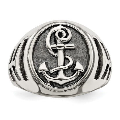 Sterling Silver Antiqued Anchor Ring Size 9