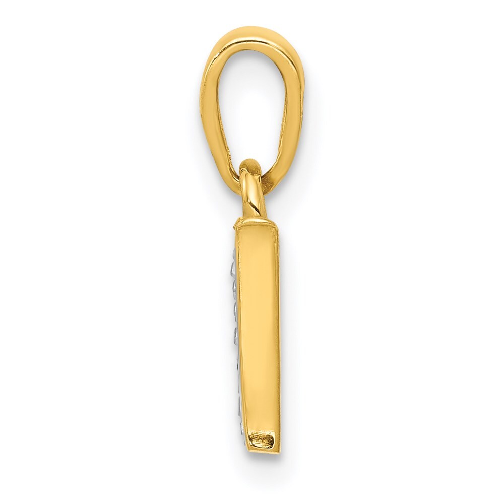 14k Yellow Gold with Rhodium Diamond Letter W Initial Pendant for Women