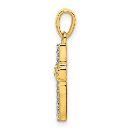 14k Yellow Gold 1/6ct. Diamond Latin Cross Pendant for Women