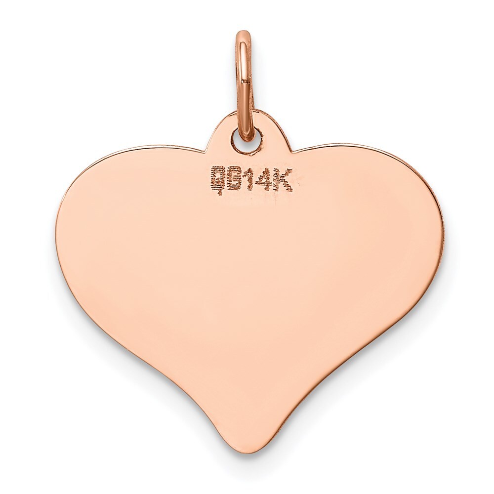 14k Rose Gold Rose Polished Heart Shaped Disc Pendant for Women