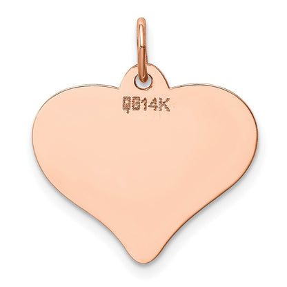 14k Rose Gold Rose Polished Heart Shaped Disc Pendant for Women