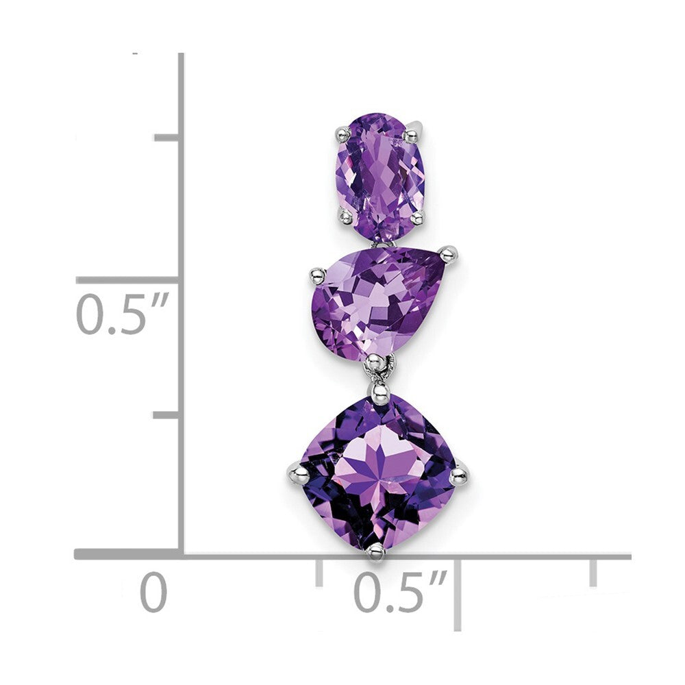 14k White Gold Amethyst Chain Slide Pendant for Women