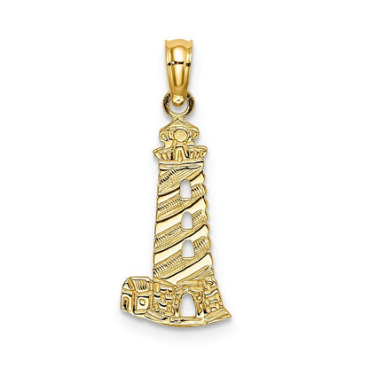 14k Yellow Gold Lighthouse Charm Pendant for Women