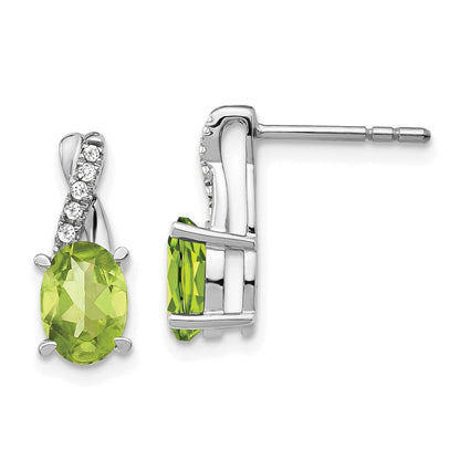 14k White Gold Peridot and Diamond Drop & Dangle Earrings