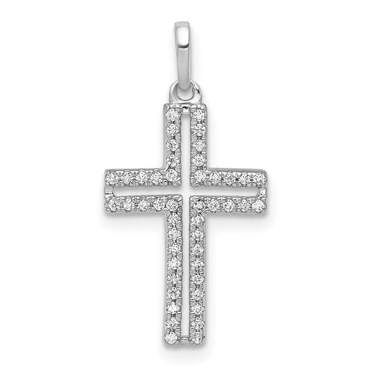 14k White Gold 1/8ct. Diamond Cross Pendant for Women
