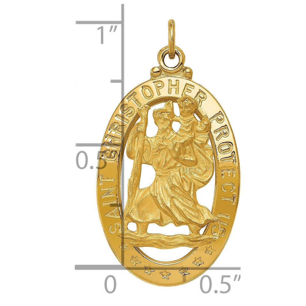 14k Yellow Gold Saint Christopher Medal Pendant