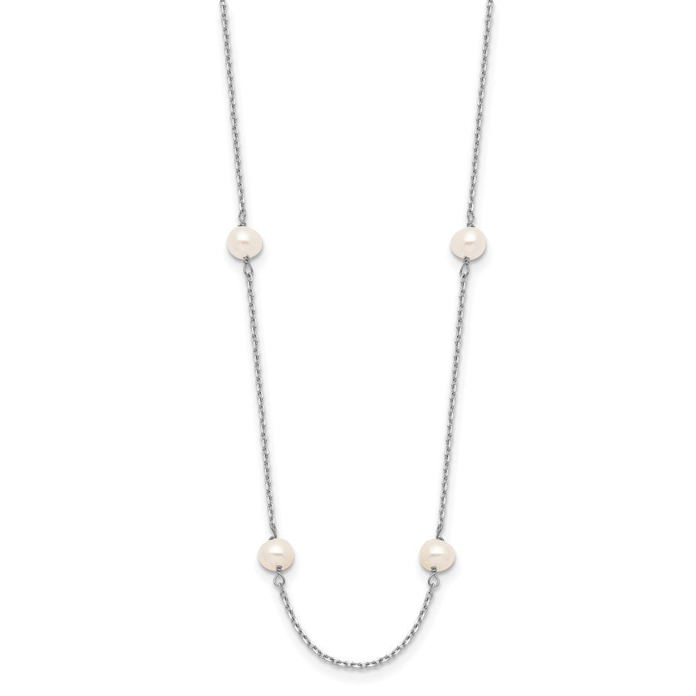14k White Gold 4-5mm White Freshwater Cultured Pearl 8-Station 16 inch Necklace