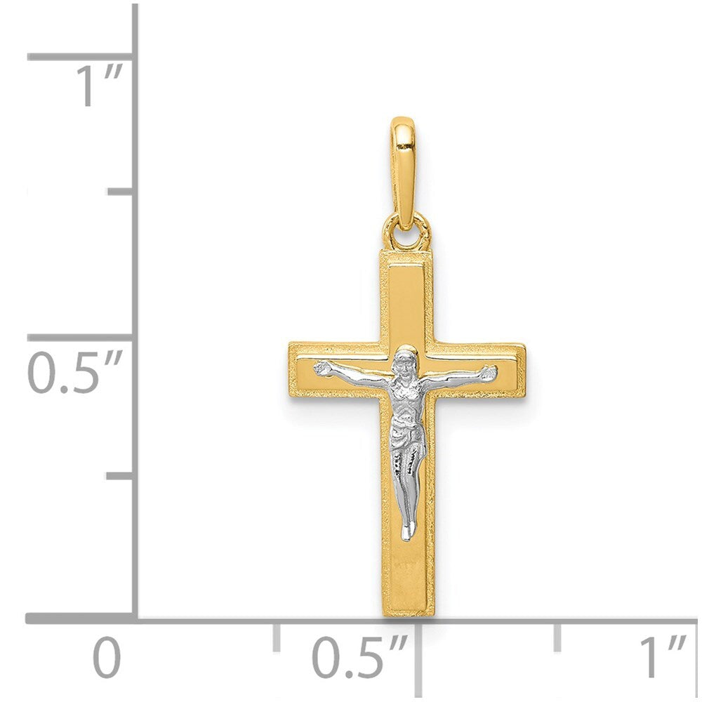14k Two-tone Gold Crucifix Pendant for Women