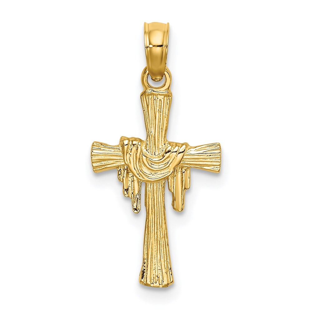 14k Yellow Gold Cross  Drape Charm Pendant for Women