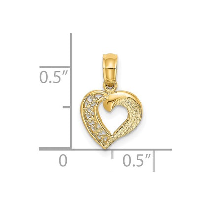 14k Yellow Gold Open Filigree Mini Heart Charm