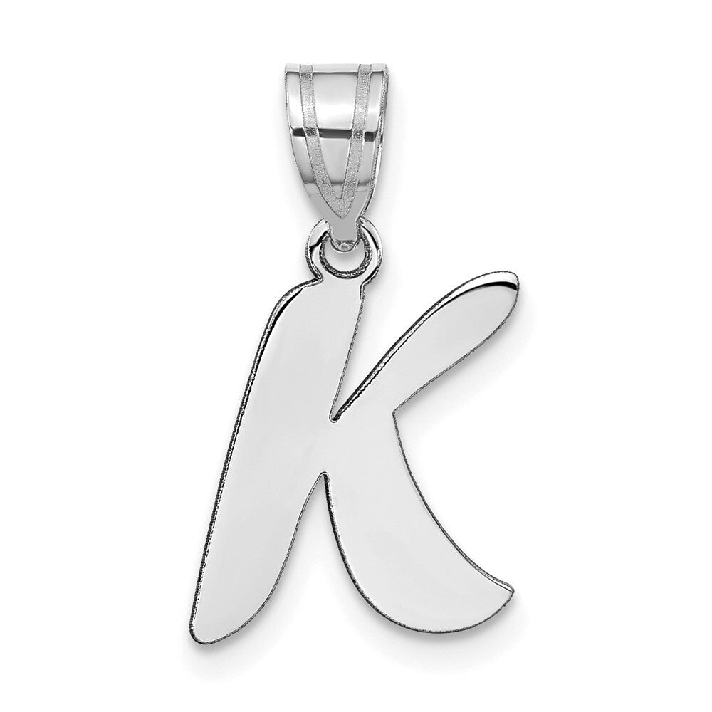 14k White Gold Polished Script Letter K Initial Pendant for Women