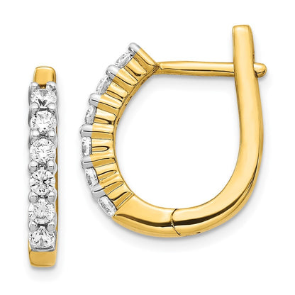 14k Yellow Gold Diamond Hinged Hoop Earrings