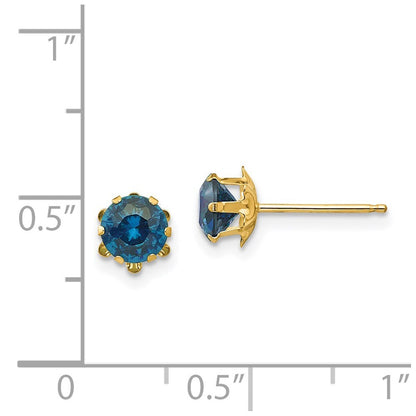 14k Yellow Gold 5mm Cubic Zirconia Birthstone (Dec) Stud Earrings
