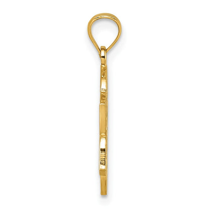 14k Yellow Gold Polished And Textured Multi-faith Symbol Flower Pendant