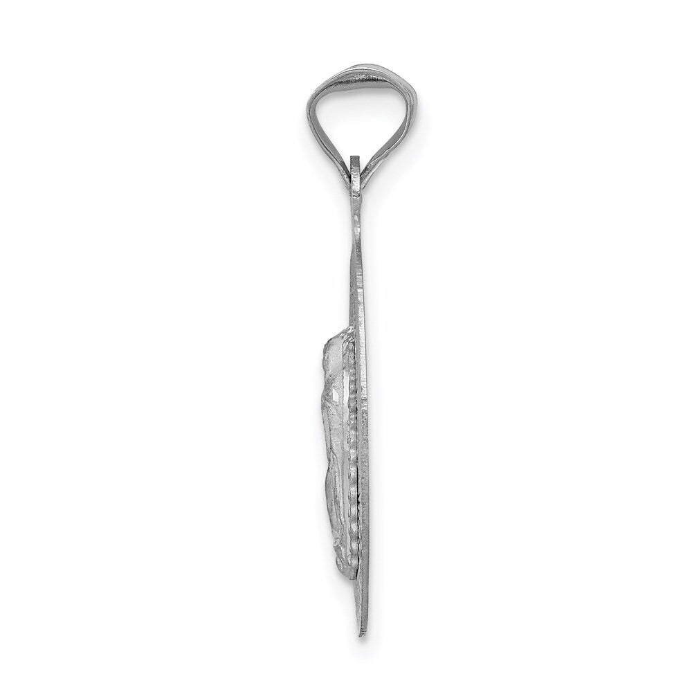14k White Gold Our Lady of Guadalupe Semi-solid Oval Pendant for Women