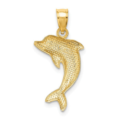 14k Yellow Gold Polished Dolphin Charm Pendant for Women