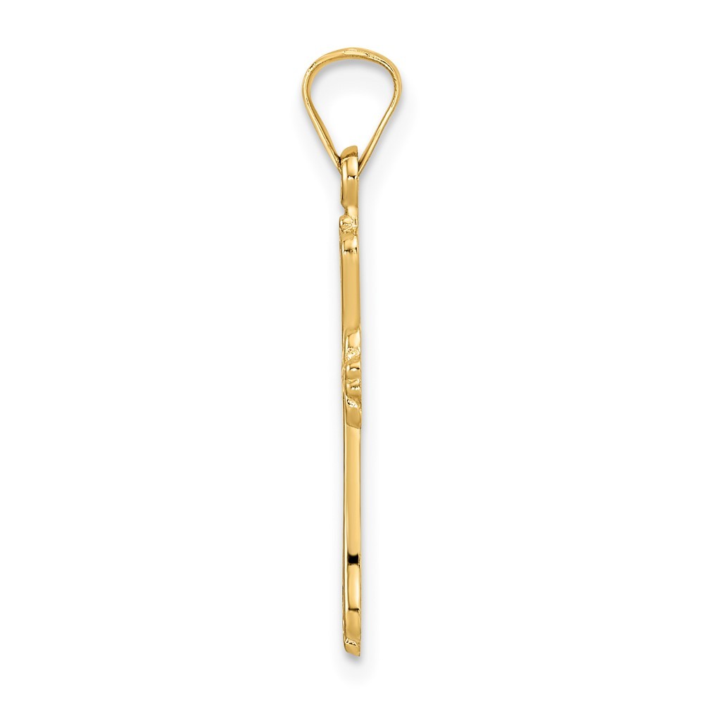 14k Yellow Gold Polished Solid Fancy Design Cross Pendant