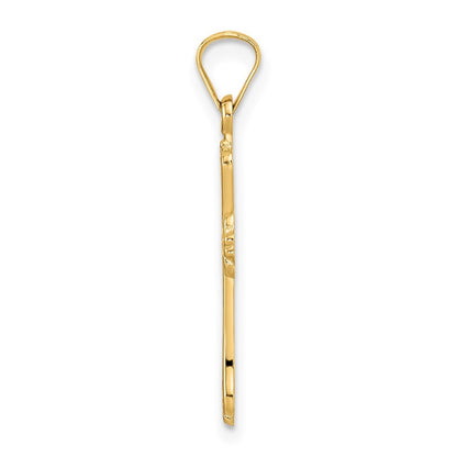 14k Yellow Gold Polished Solid Fancy Design Cross Pendant