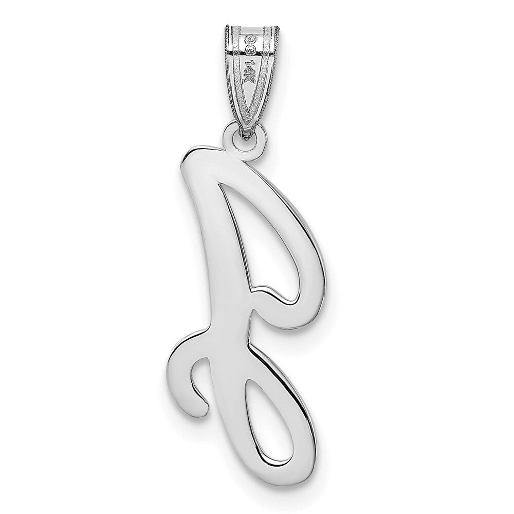 14k White Gold Script Letter J Initial Pendant for Women