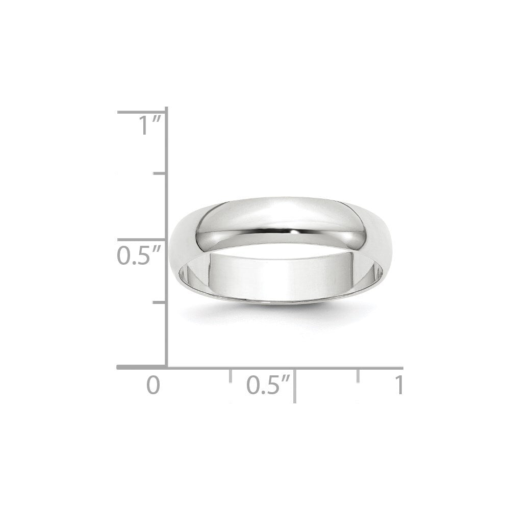 14k White Gold 5mm Lightweight Half Round Wedding Band Size 6