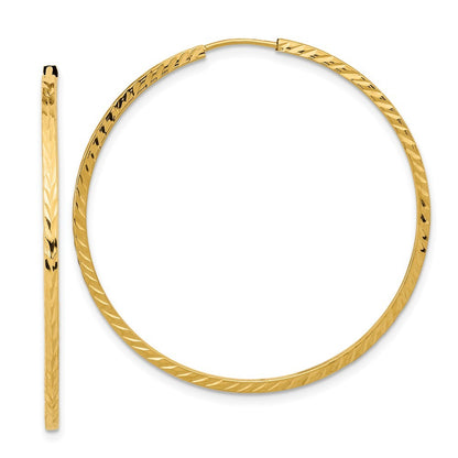 14k Yellow Gold Diamond-cut Square Tube Endless Hoop Earrings