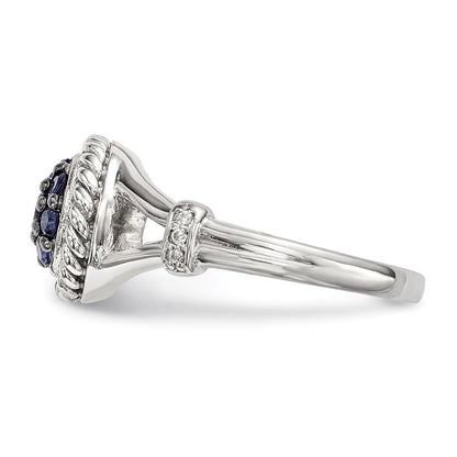Sterling Silver Blue & White Cubic Zirconia Ring Size 7