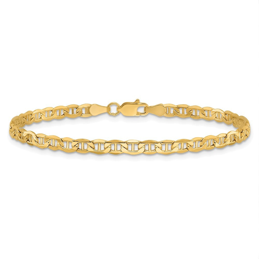 14k Yellow Gold 9 inch 3.2mm Semi-Solid Anchor Anklet