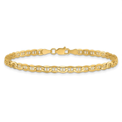 14k Yellow Gold 9 inch 3.2mm Semi-Solid Anchor Anklet