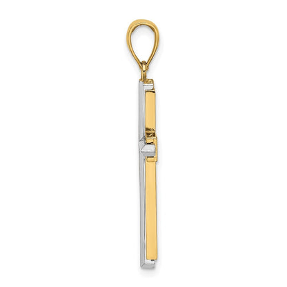14k Two-tone Gold Polished Cross Charm Pendant for Women