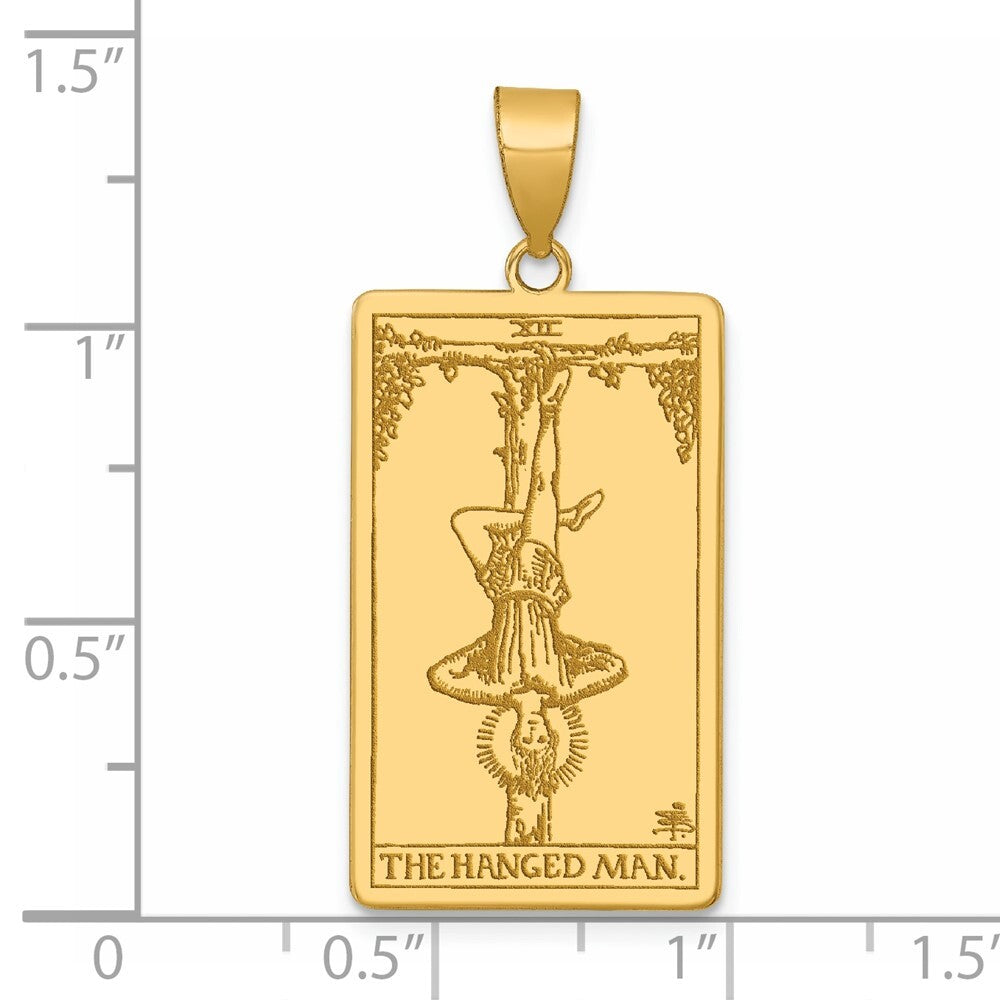 14k Yellow Gold The Hanged Man Tarot Card Pendant for Women