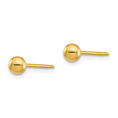 18k Yellow Gold 4mm Ball Stud Earrings Gift for Women