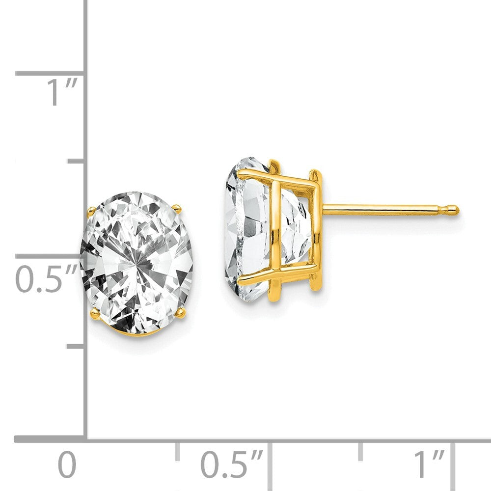 14k Yellow Gold 10x8mm Oval Cubic Zirconia Stud Earrings