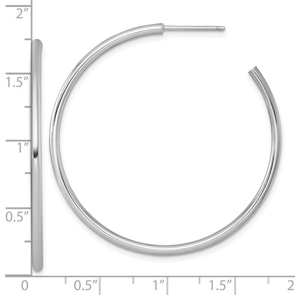 14k White Gold Polished 2 x 45mm Tube C-Hoop Earrings