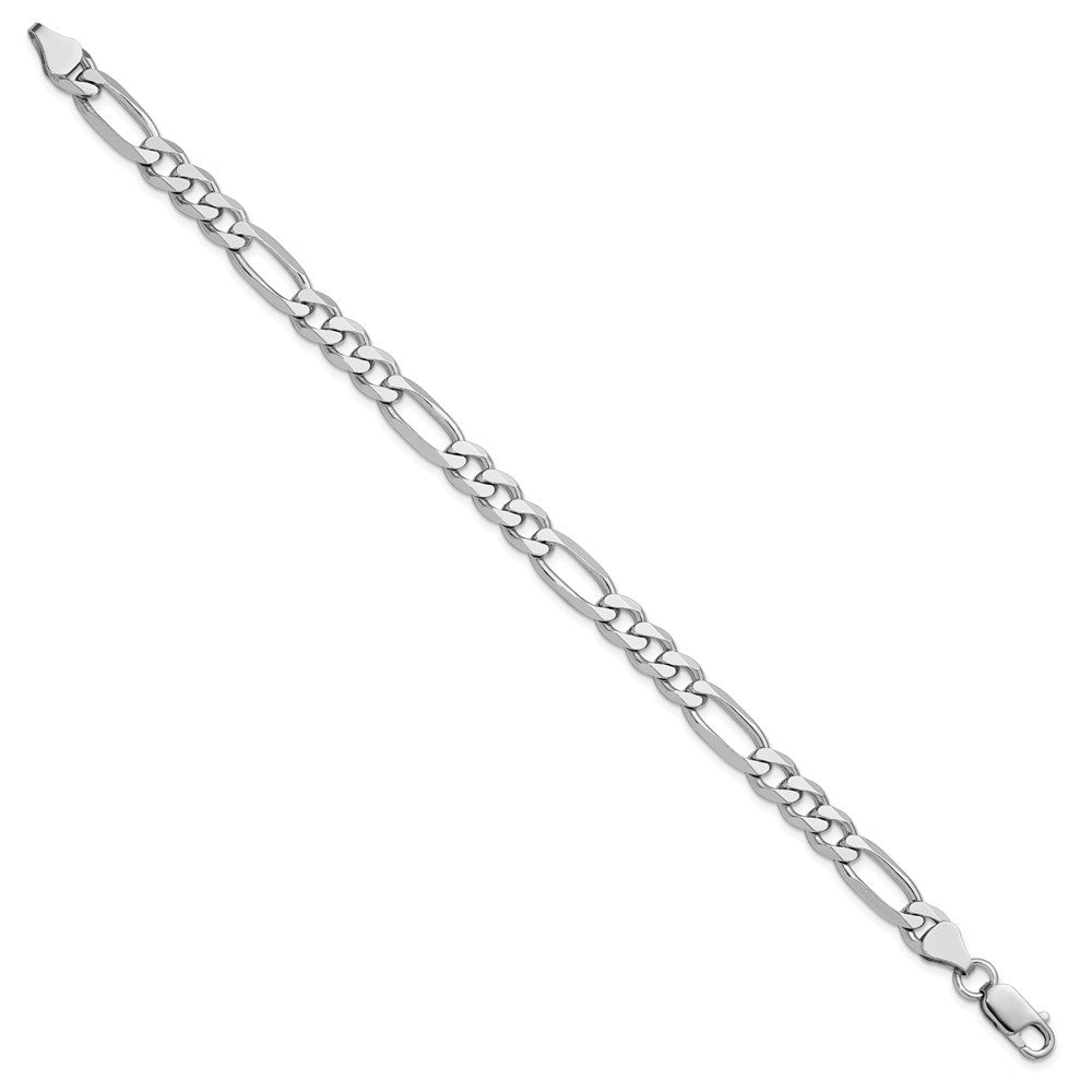Sterling Silver Rhodium-plated 6.5mm Figaro Chain Bracelet