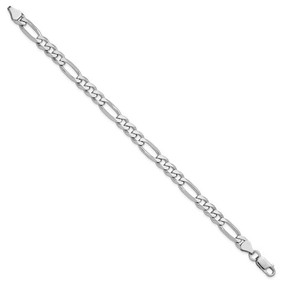 Sterling Silver Rhodium-plated 6.5mm Figaro Chain Bracelet